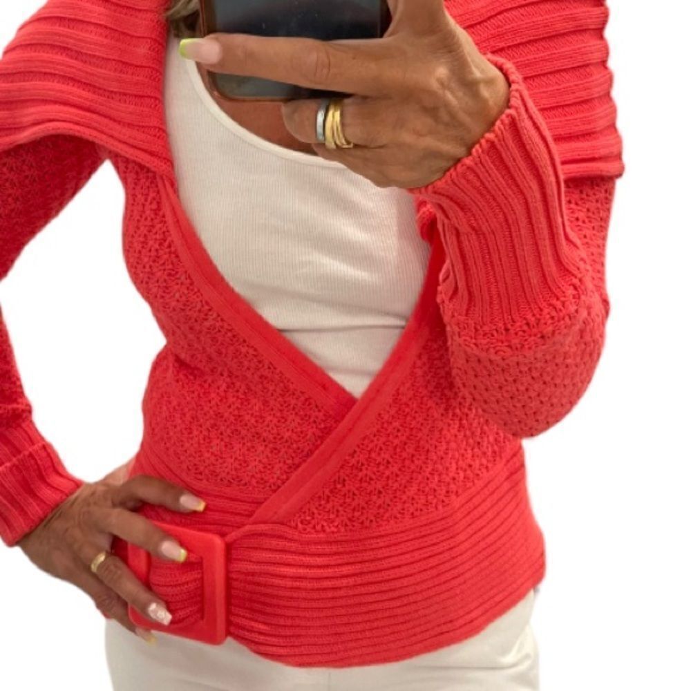 Cache Side Bucket Open Wrap Knit Cardigan.Size S - Picture 4 of 16